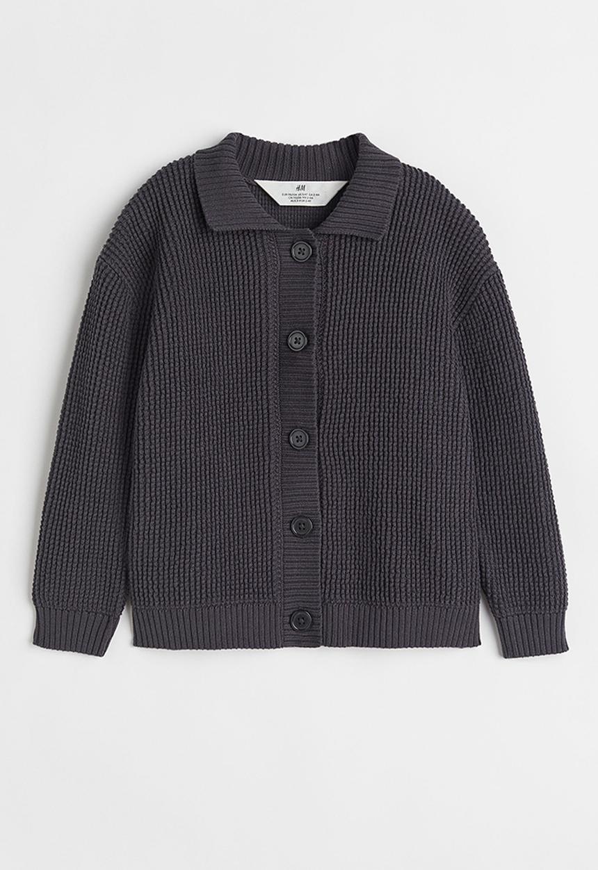 H&M - Cotton collared cardigan - dark grey