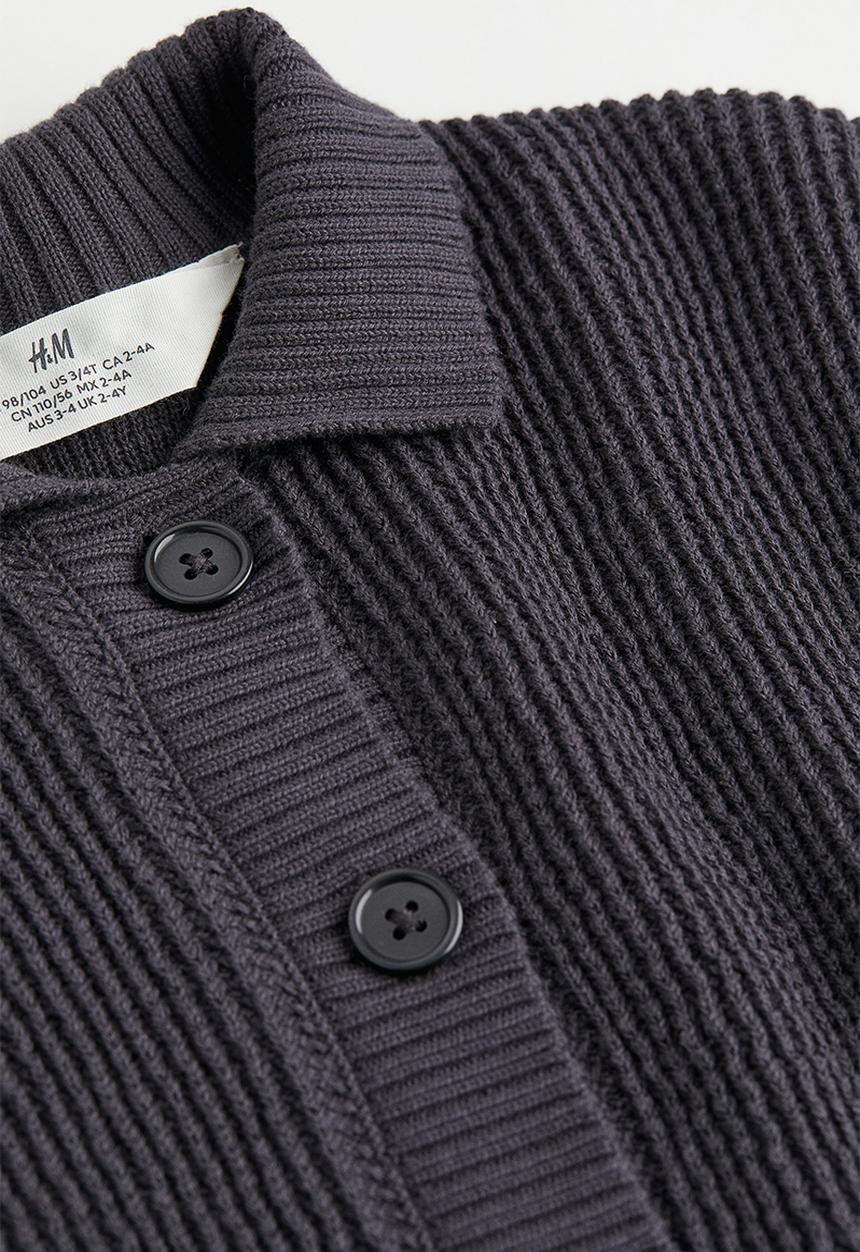 H&M - Cotton collared cardigan - dark grey