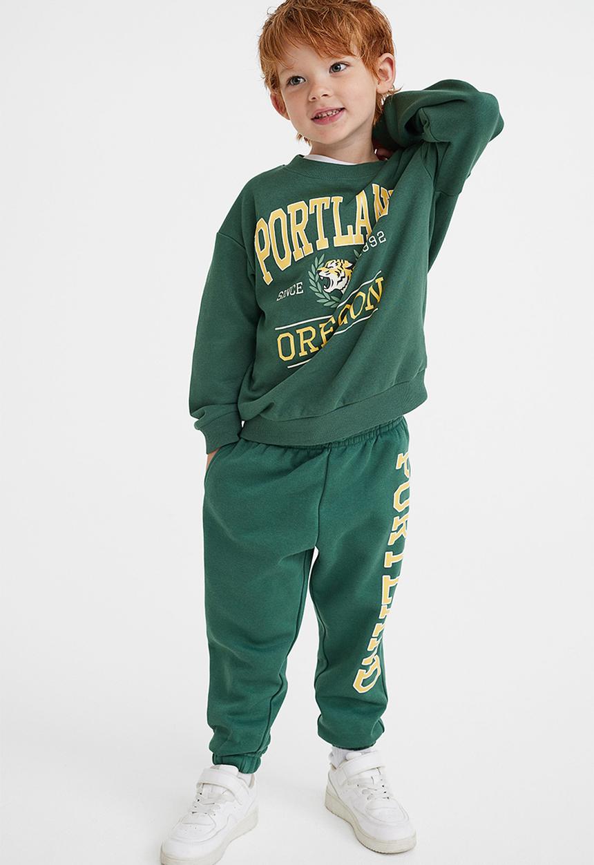 H&M - Printed joggers - green/portland
