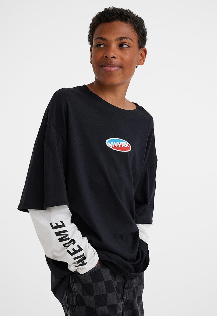 H&M - Cotton jersey top - black/nwyrk