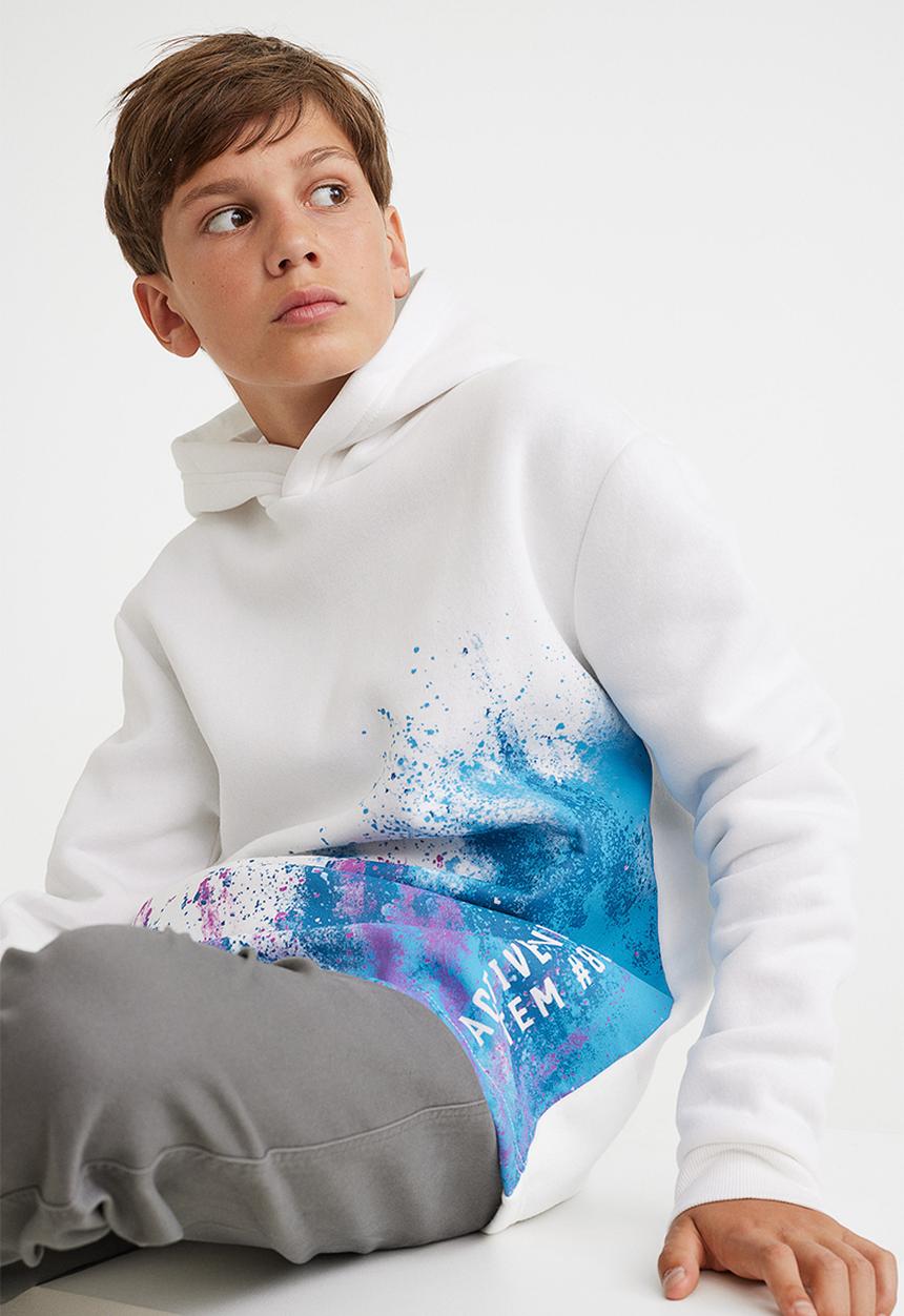 H&M - Printed hoodie - white/blue