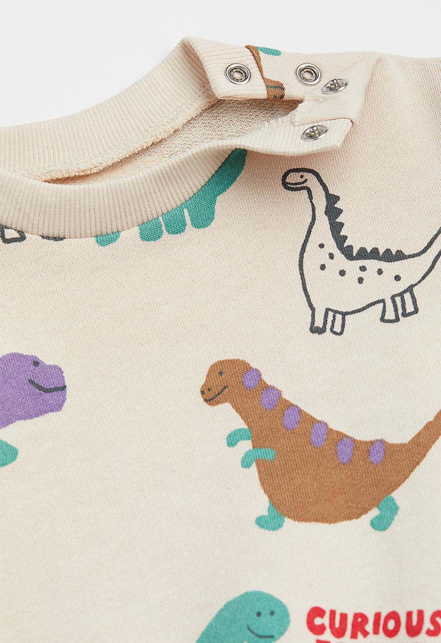 H&M - Cotton sweatshirt - light beige/dinosaurs