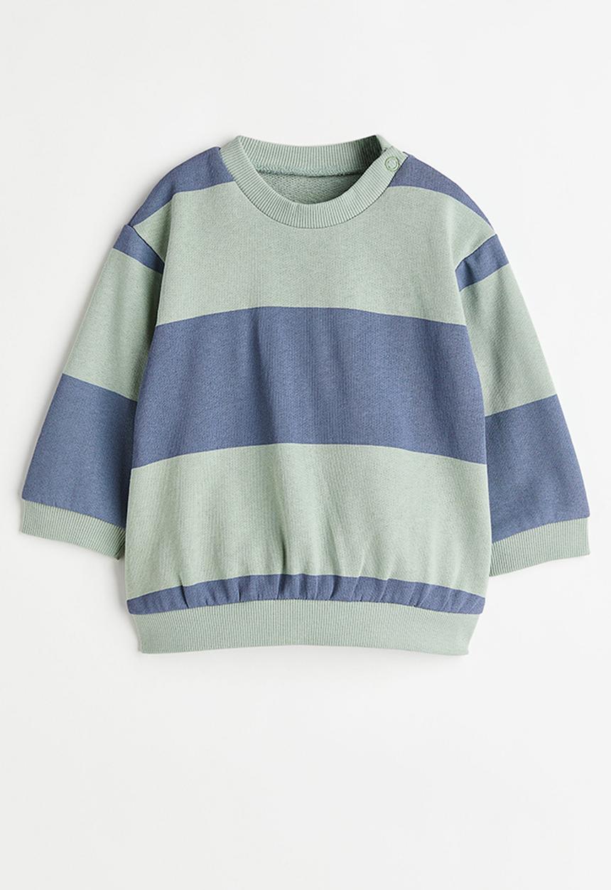 H&M - Cotton sweatshirt - light green/striped