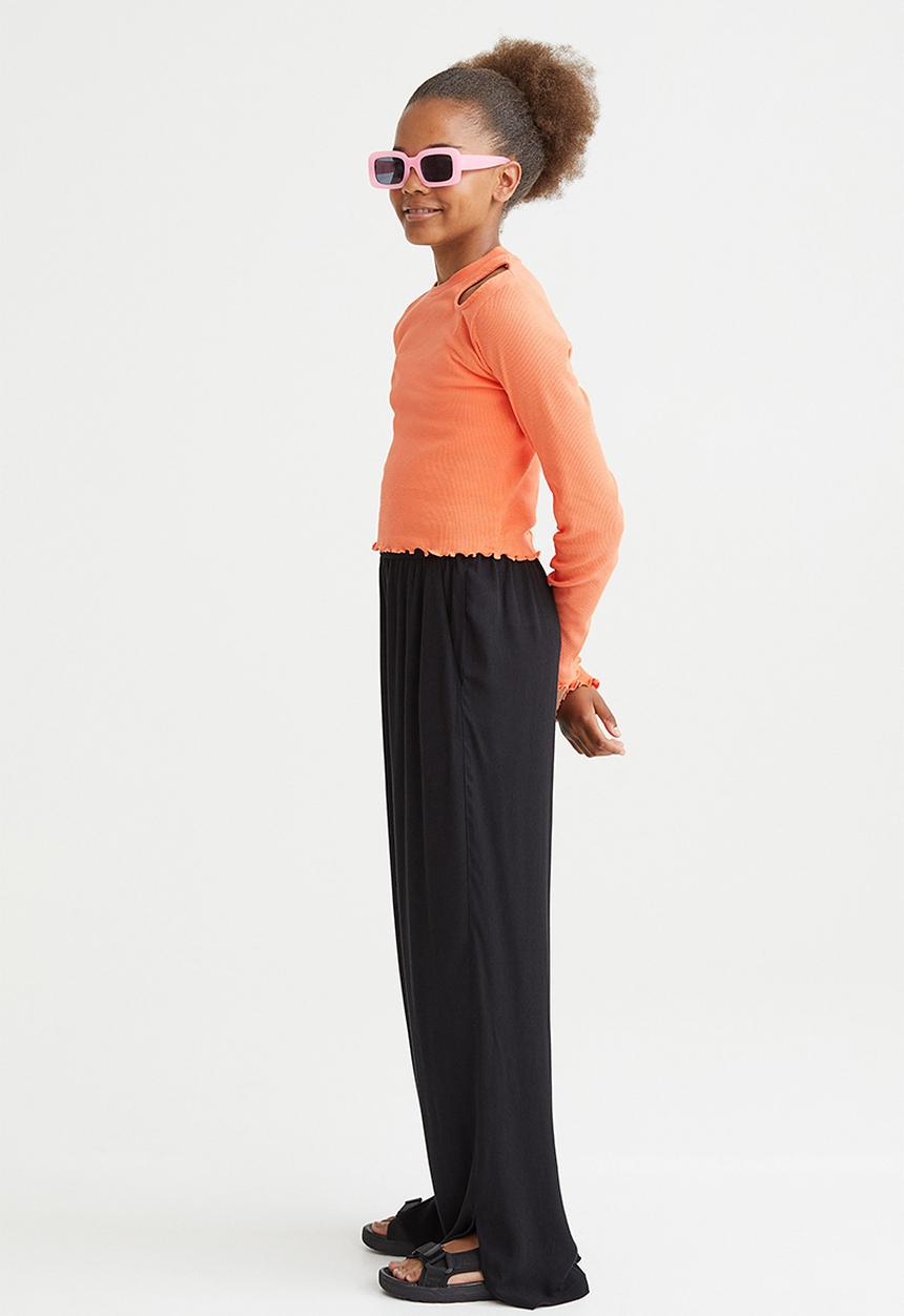 H&M - Ribbed cotton jersey cropped top - orange
