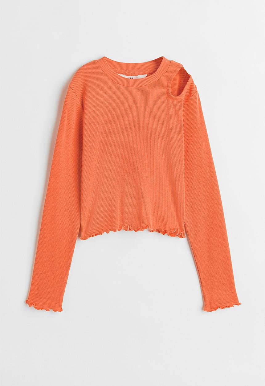 H&M - Ribbed cotton jersey cropped top - orange