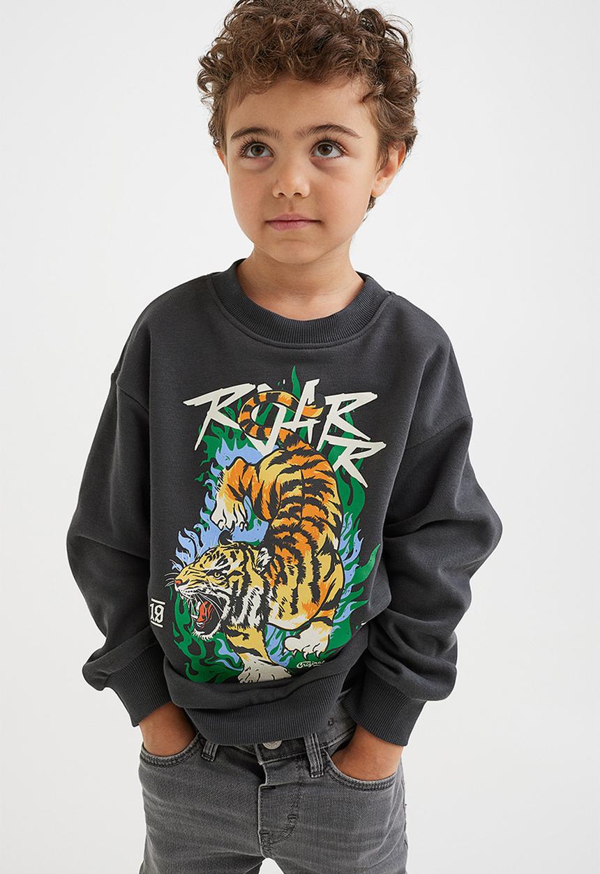 H&M - Oversized sweatshirt - dark grey/tiger
