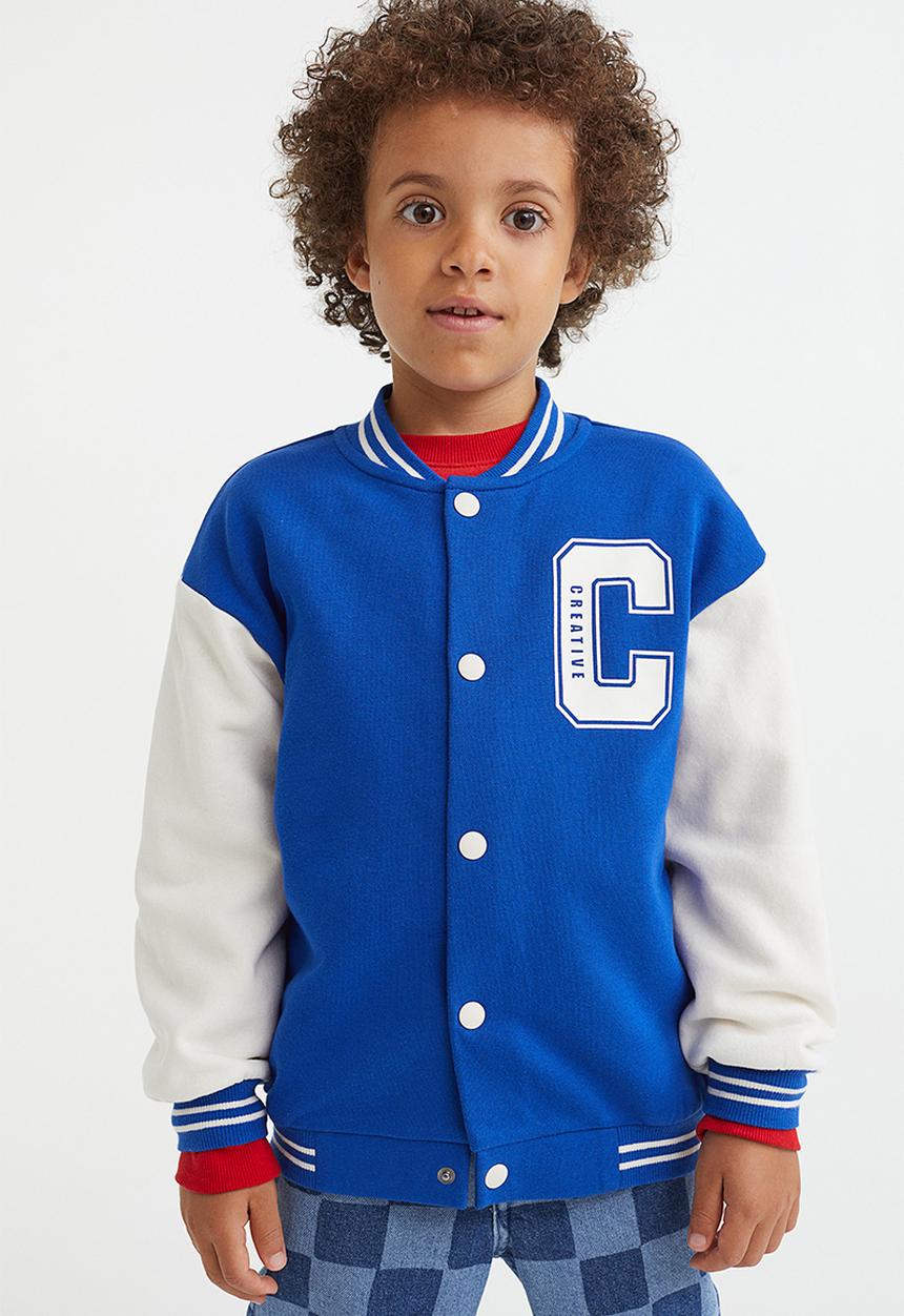 H&M - Oversized printed baseball jacket - blue/white
