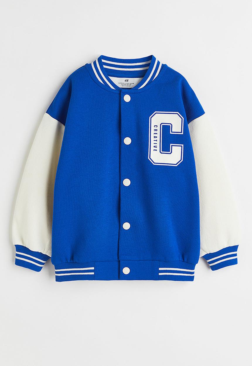 H&M - Oversized printed baseball jacket - blue/white