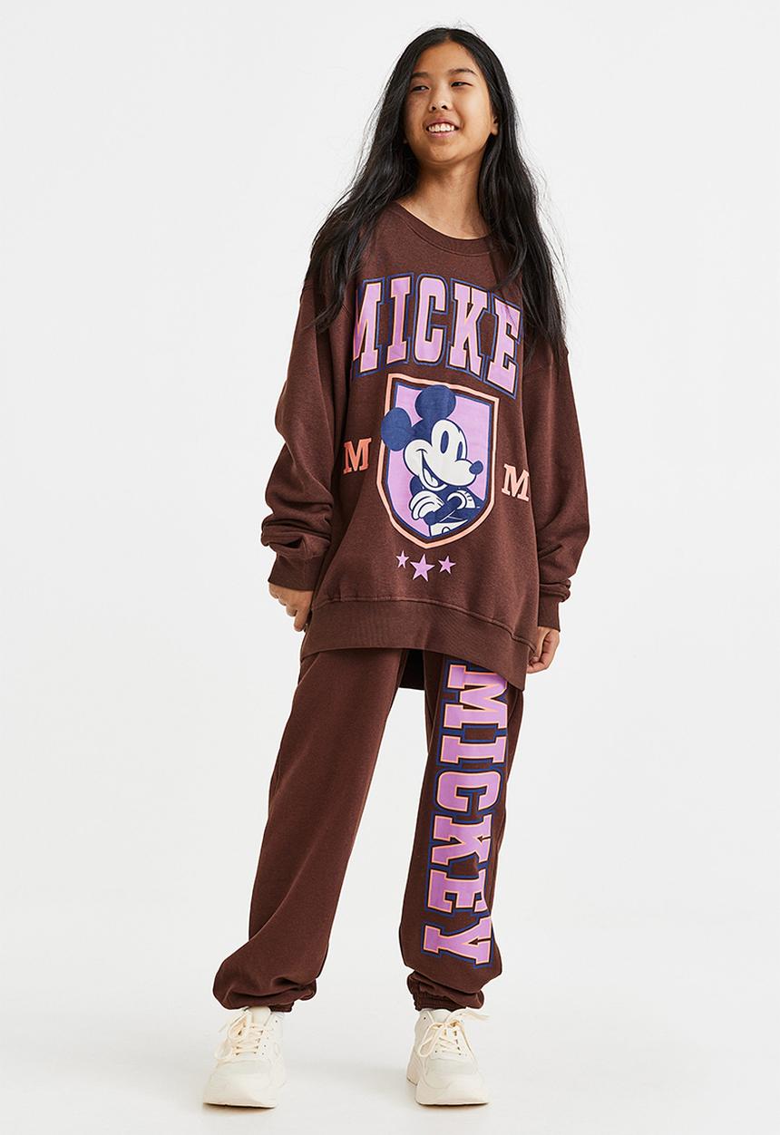 H&M - Oversized sweatshirt - dark brown/mickey mouse