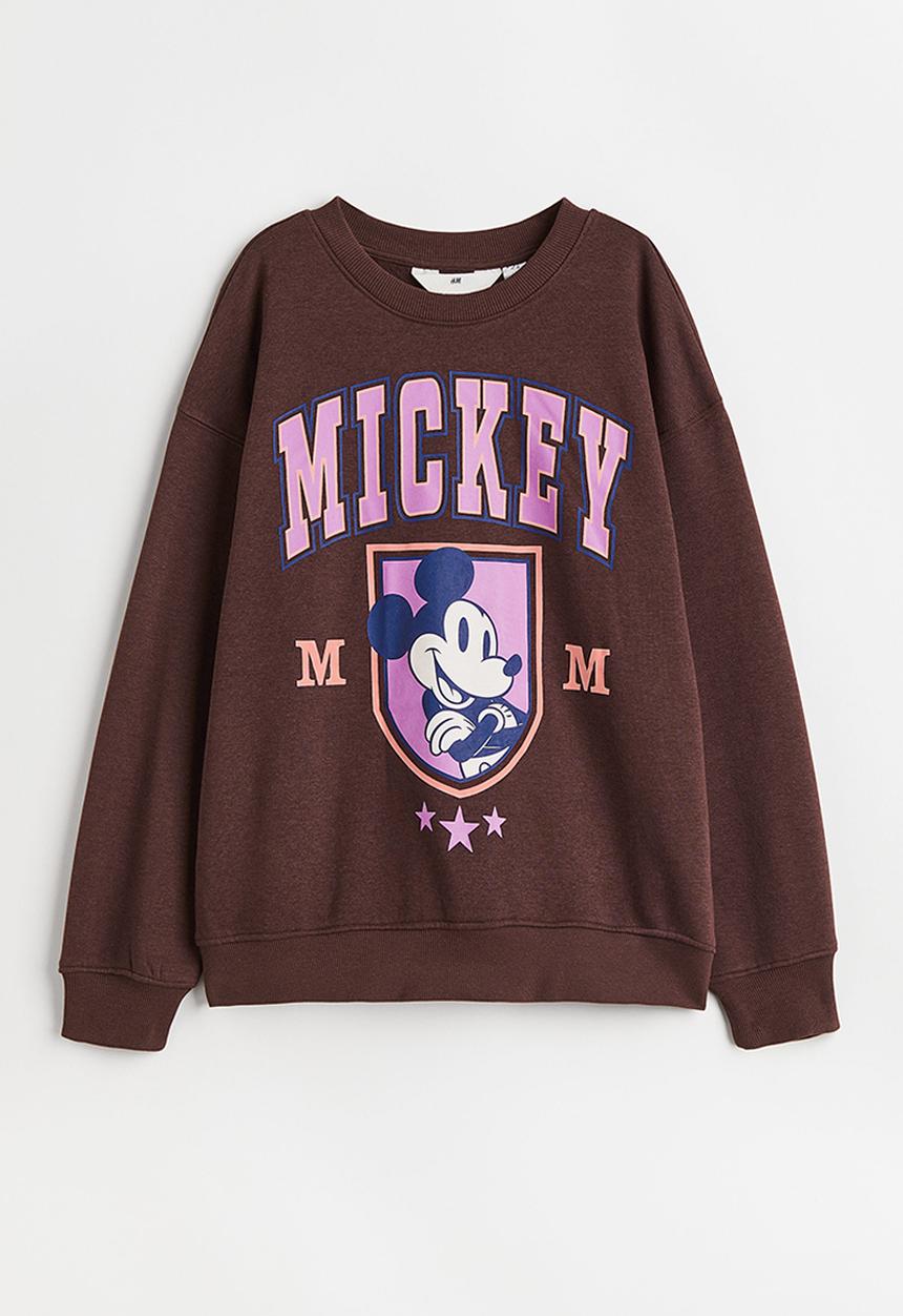 H&M - Oversized sweatshirt - dark brown/mickey mouse