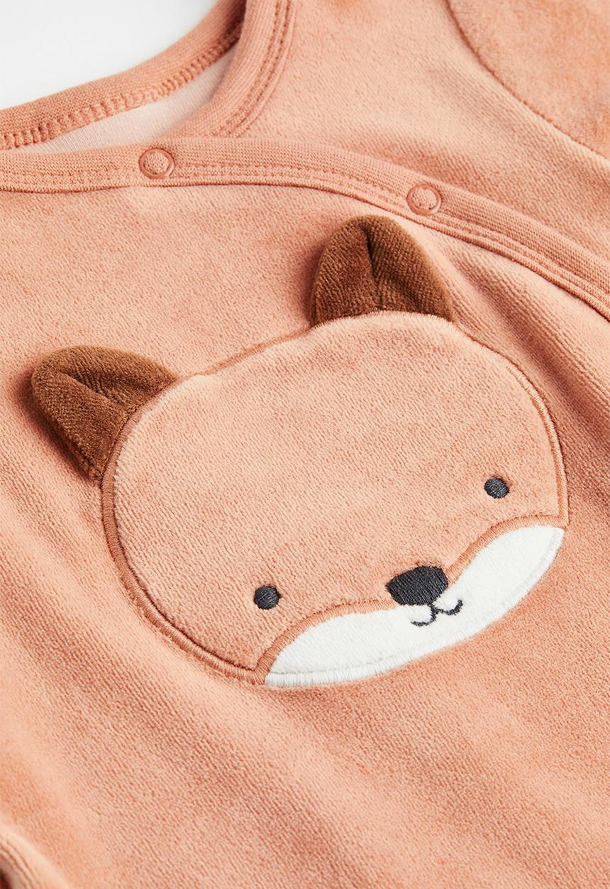 H&M - Velour all-in-one pyjamas - orange/fox