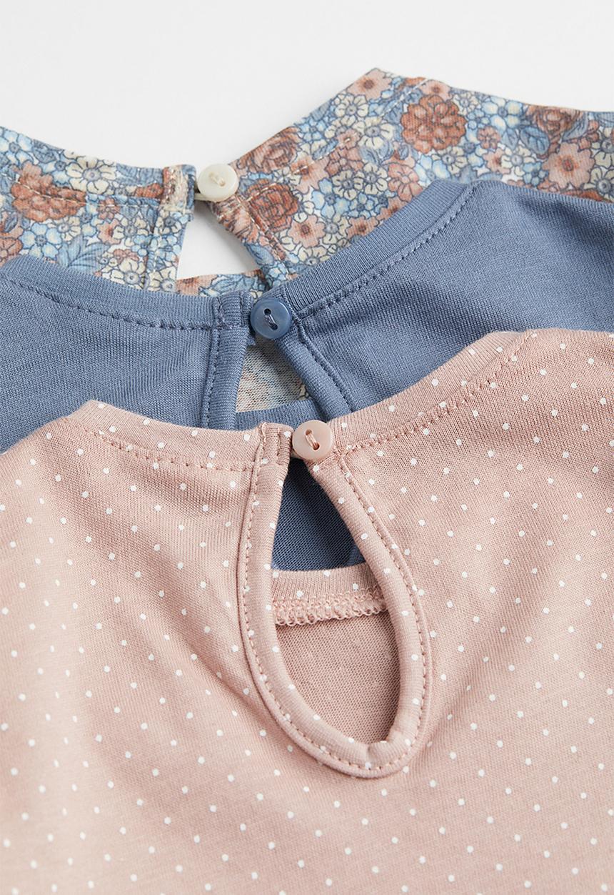 H&M - 3 Pack cotton jersey tops - blue/floral