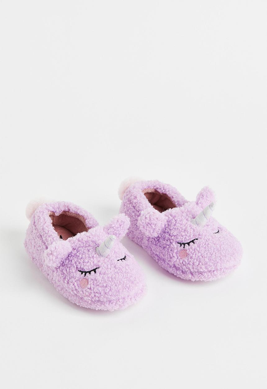 H&M - Soft teddy slippers - purple/unicorn