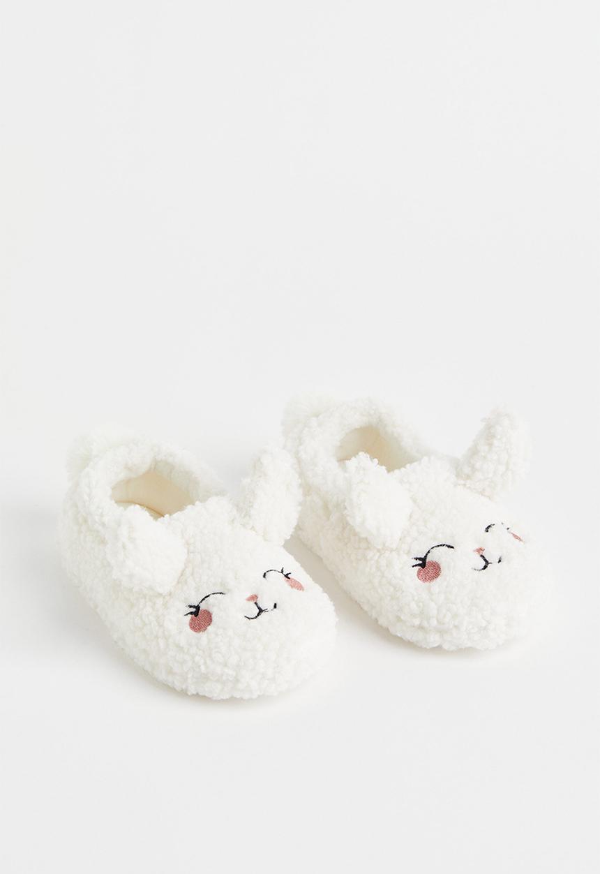 H&M - Soft teddy slippers - white/bunny