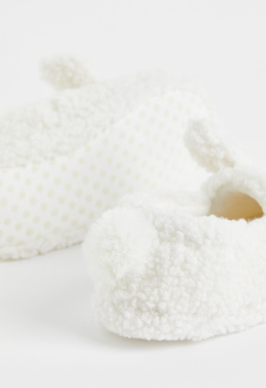 H&M - Soft teddy slippers - white/bunny