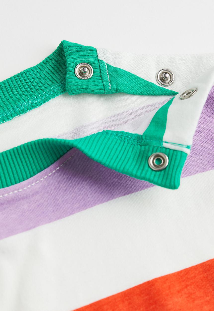 H&M - Cotton jersey top - purple/green striped
