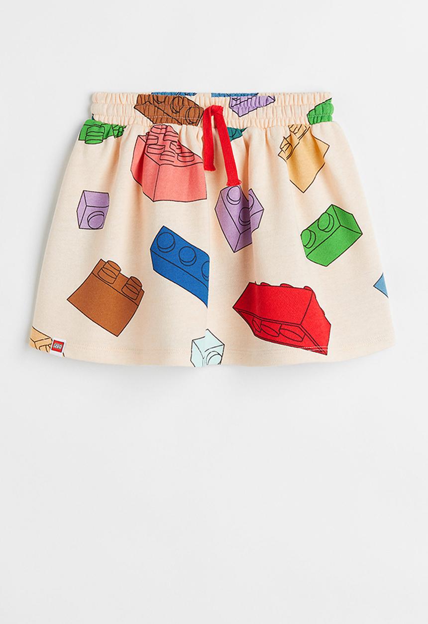 H&M - Printed sweatshirt skirt - light yellow/lego® collection