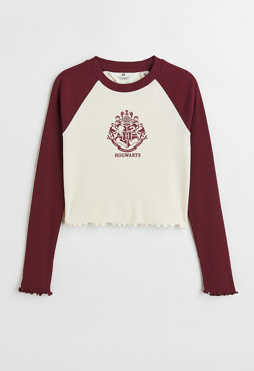 H&M - Printed jersey top - dark red/harry potter
