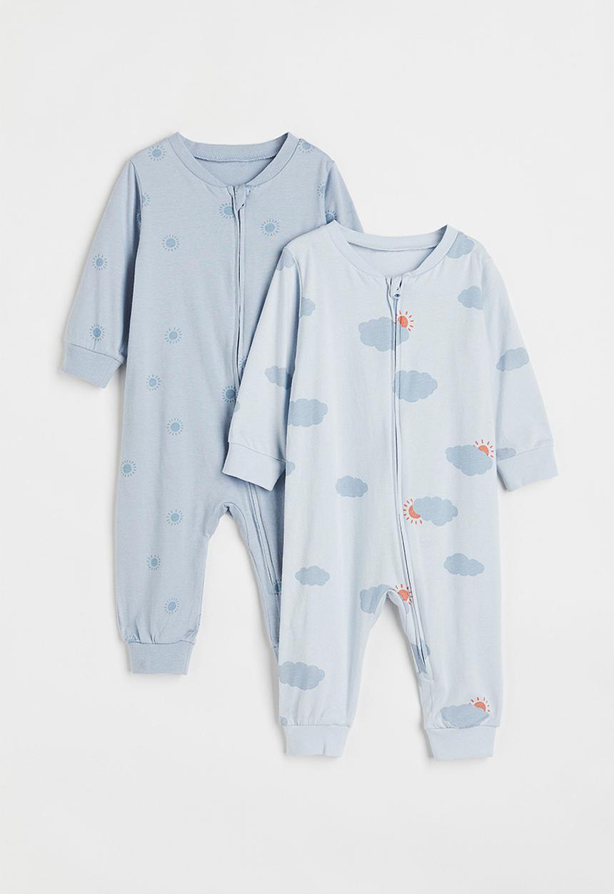 H&M - 2 Pack patterned cotton pyjamas - light blue/clouds