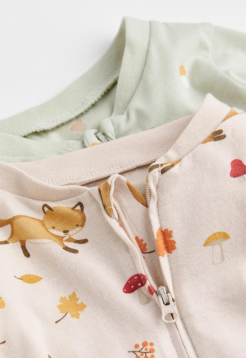 H&M - 2 Pack patterned cotton pyjamas - light green/foxes