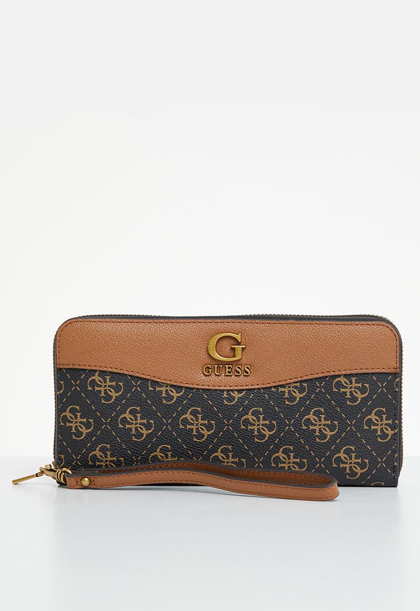 GUESS - Nell logo slg large zip around - brown logo/cognac
