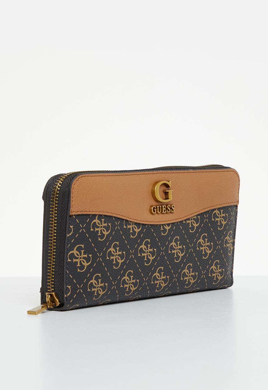 GUESS - Nell logo slg large zip around - brown logo/cognac