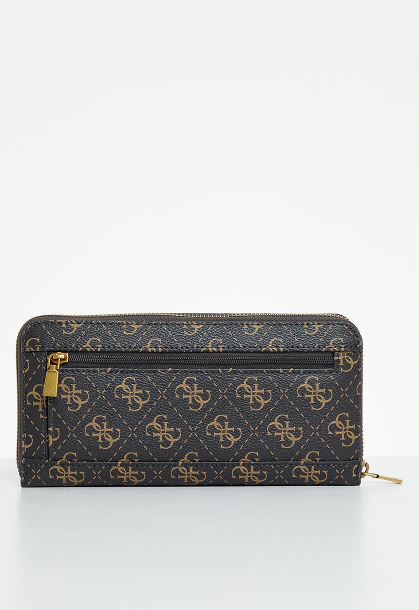 GUESS - Nell logo slg large zip around - brown logo/cognac