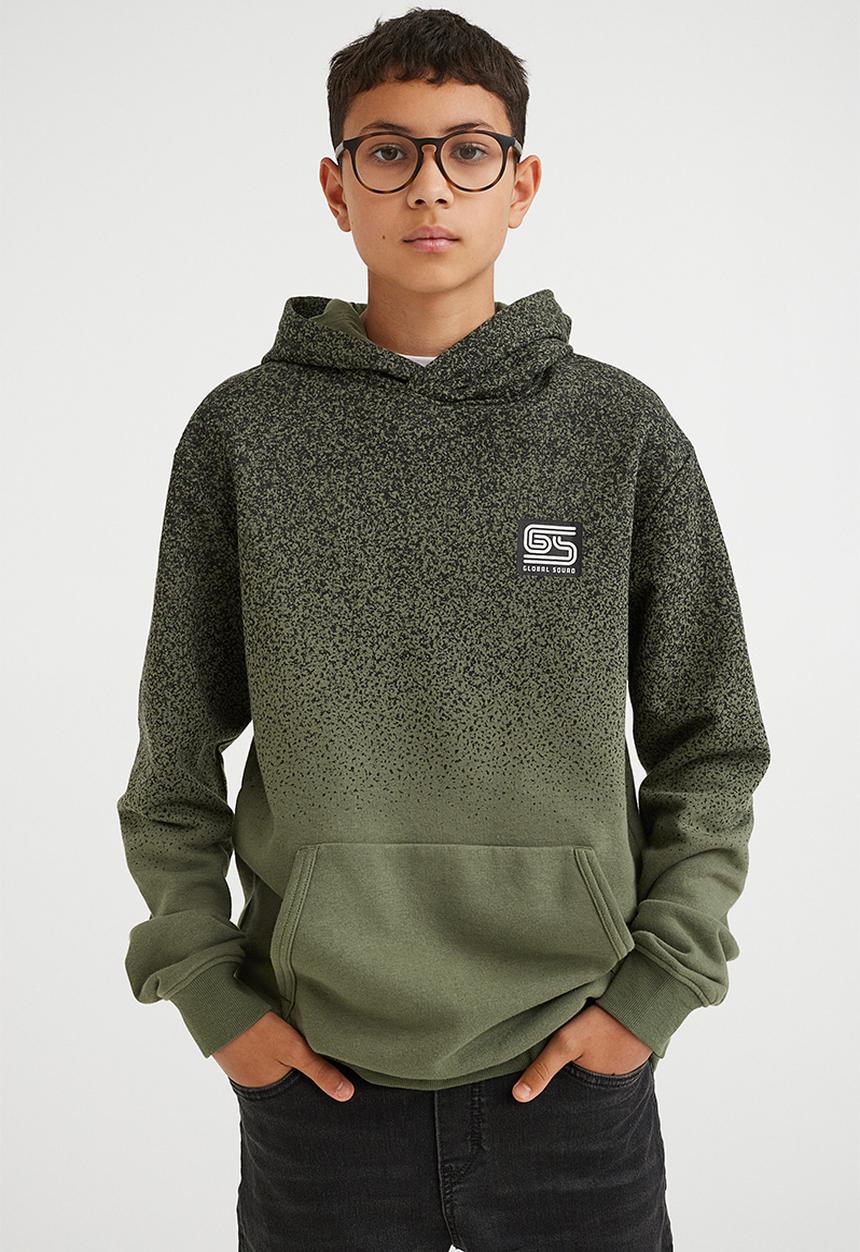 H&M - Hoodie - khaki green/splatter print