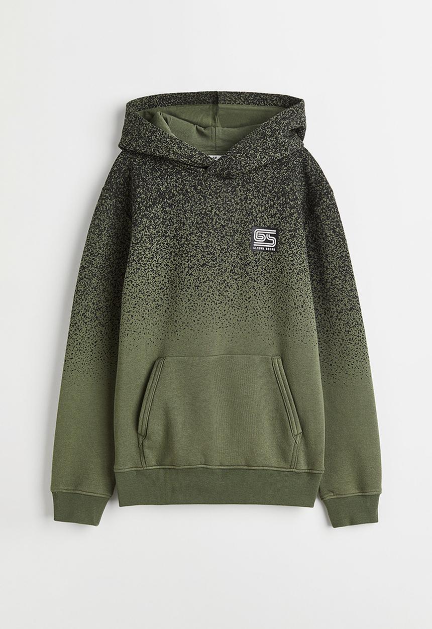 H&M - Hoodie - khaki green/splatter print