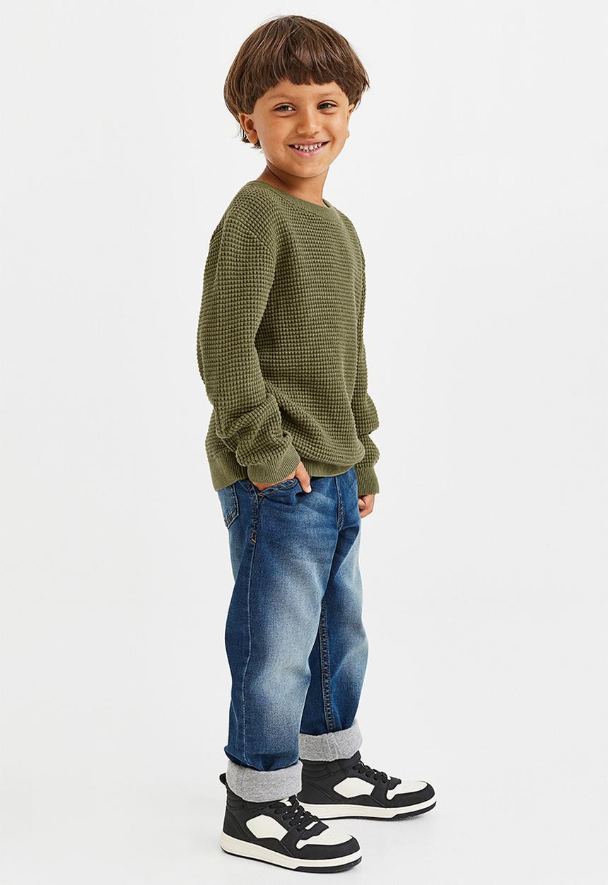 H&M - Waffle-knit cotton jumper - olive green