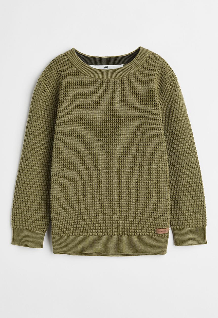 H&M - Waffle-knit cotton jumper - olive green