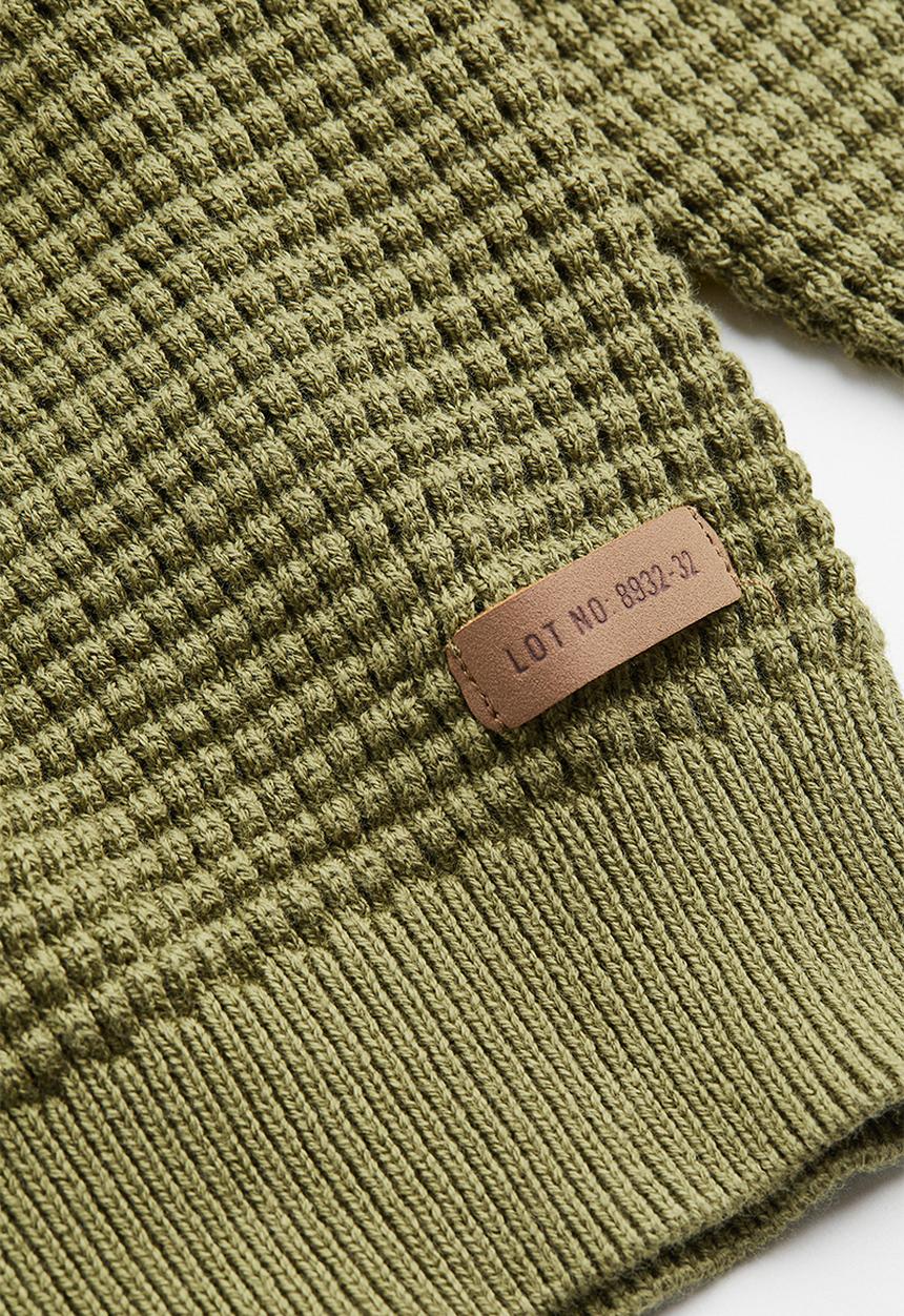 H&M - Waffle-knit cotton jumper - olive green