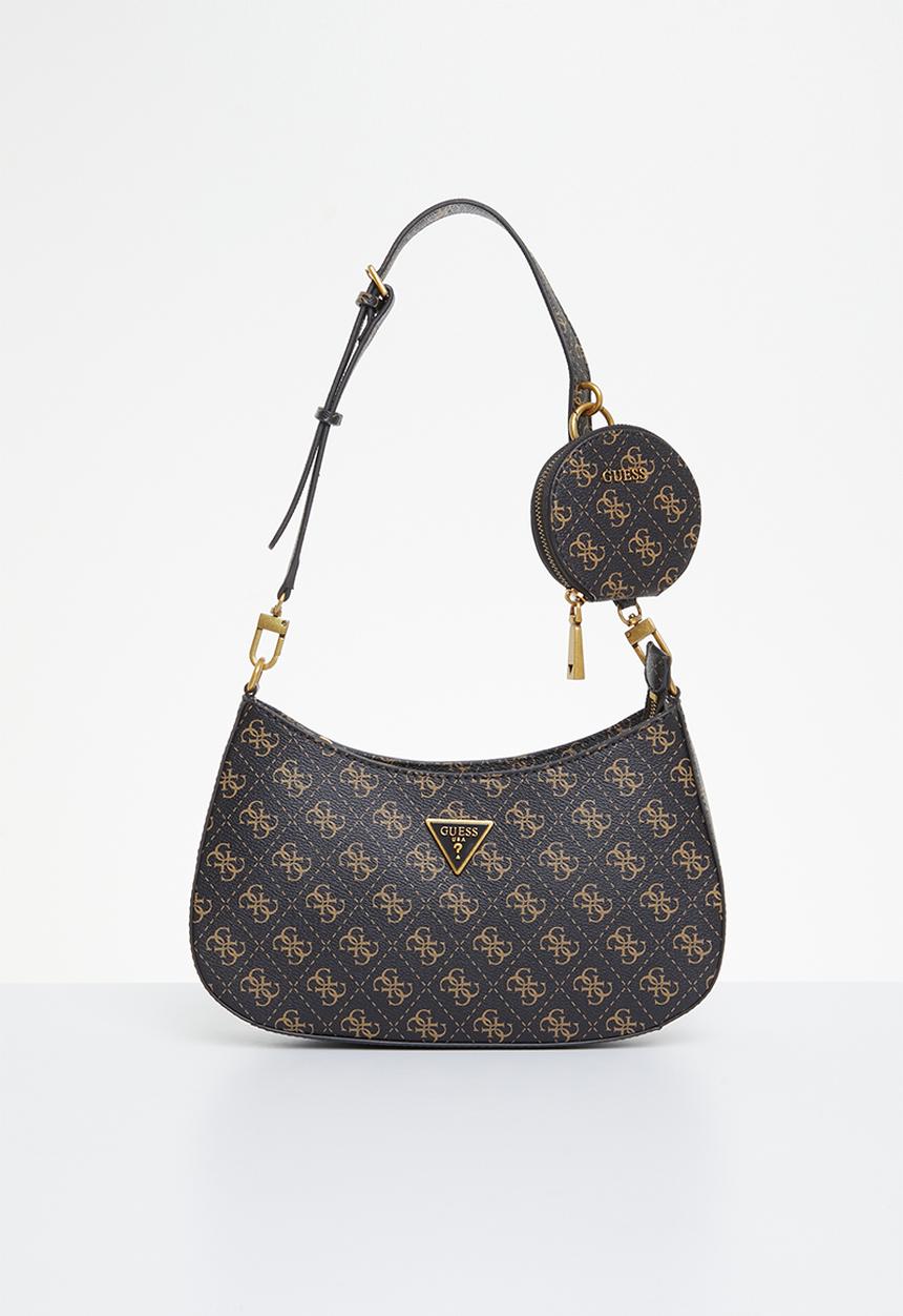 GUESS - Alexie top zip shoulder bag - brown logo