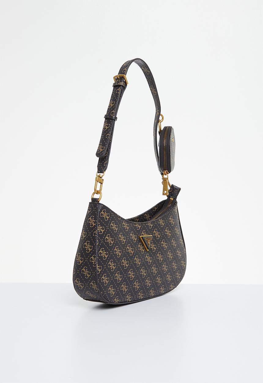 GUESS - Alexie top zip shoulder bag - brown logo