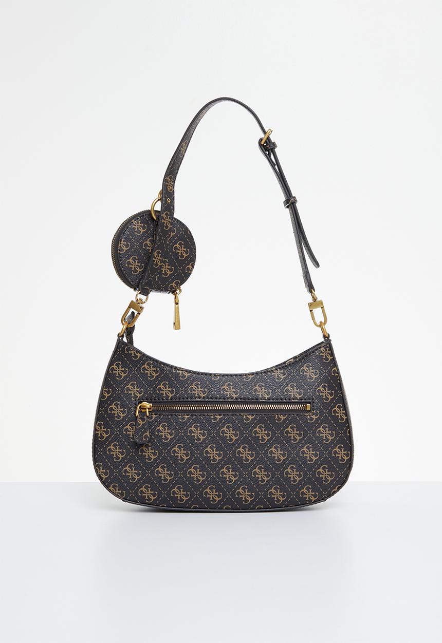 GUESS - Alexie top zip shoulder bag - brown logo