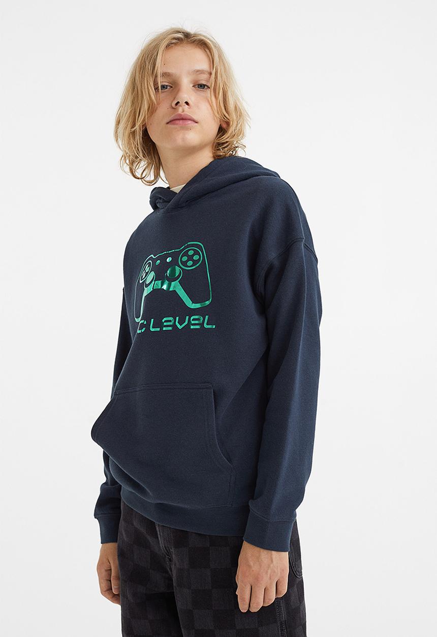 H&M - Printed hoodie - dark blue/epic level