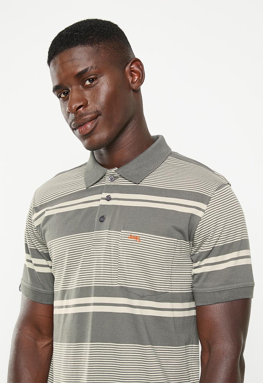 JEEP - Yd multi stripe golfer - olive/khaki