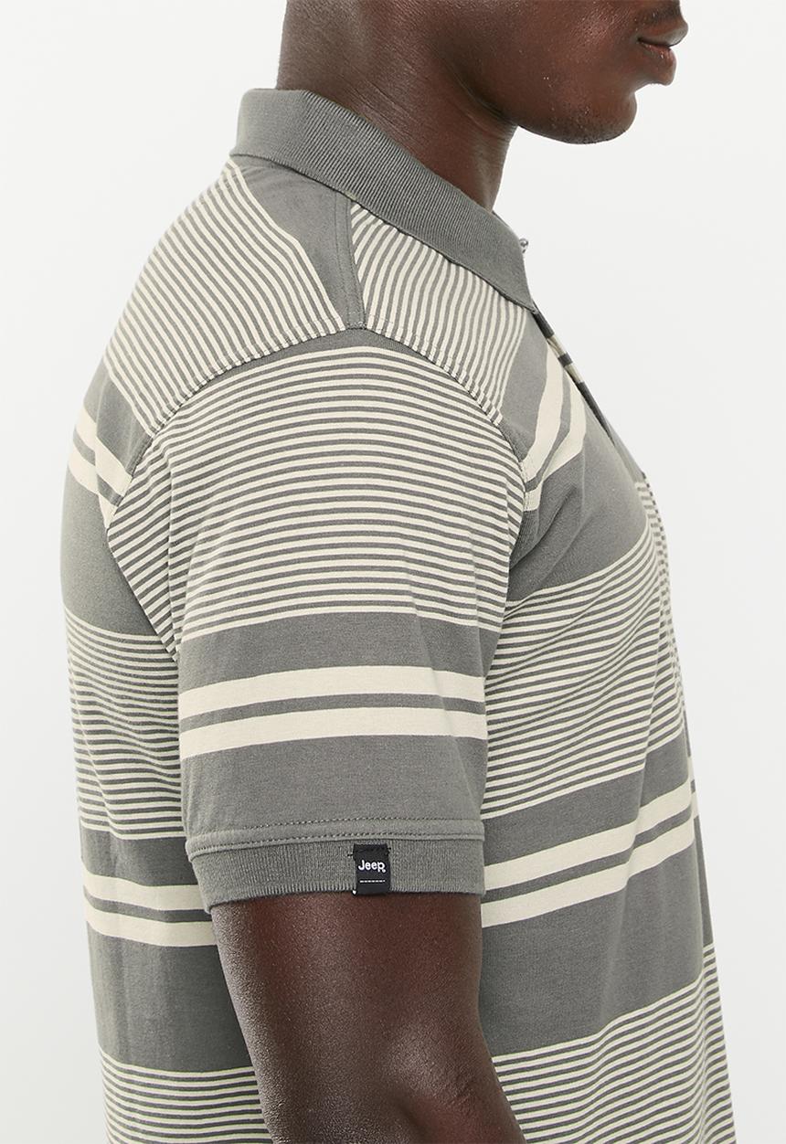 JEEP - Yd multi stripe golfer - olive/khaki