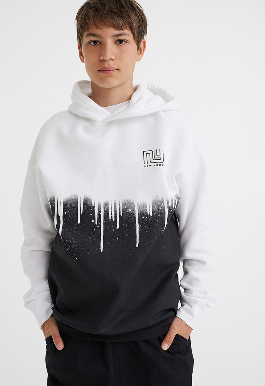 H&M - Printed hoodie - white/dripping