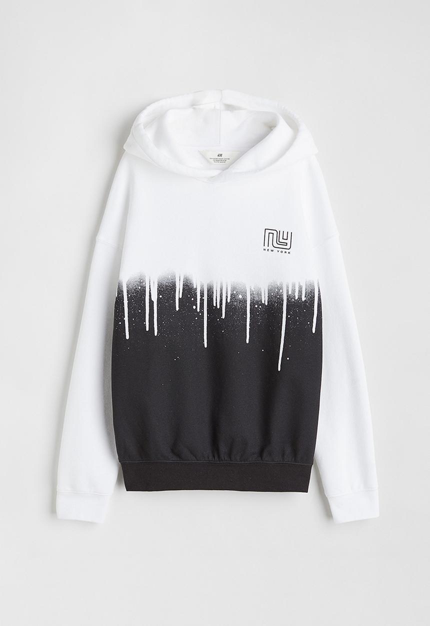 H&M - Printed hoodie - white/dripping