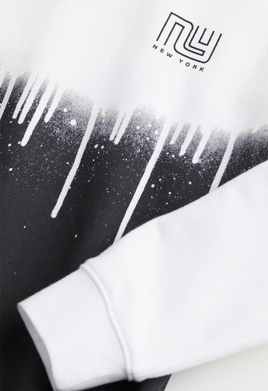 H&M - Printed hoodie - white/dripping