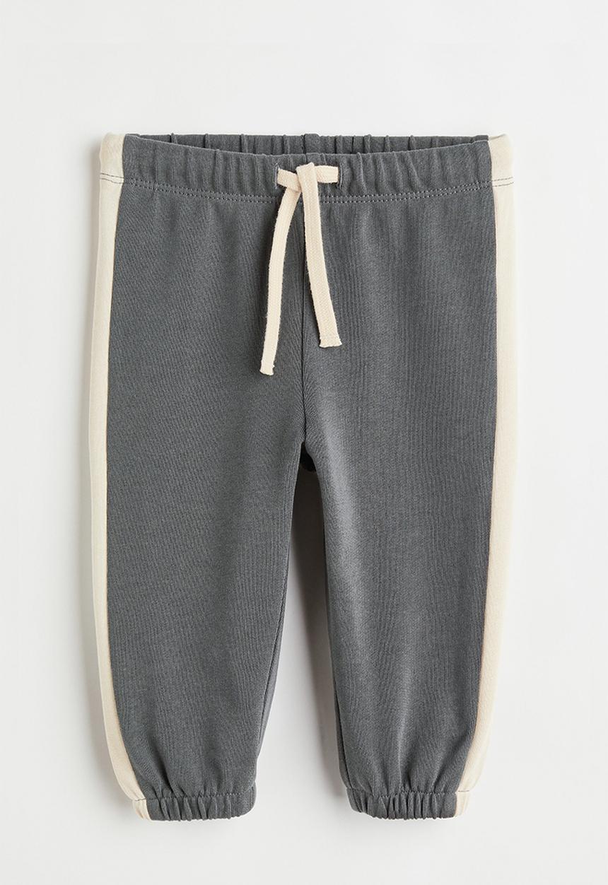 H&M - Cotton joggers - dark grey/white