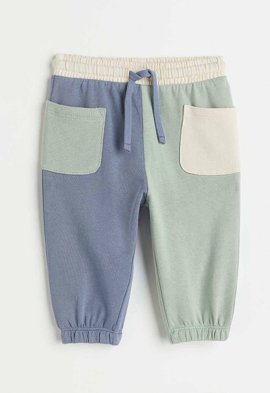 H&M - Cotton joggers - sage green/block-coloured