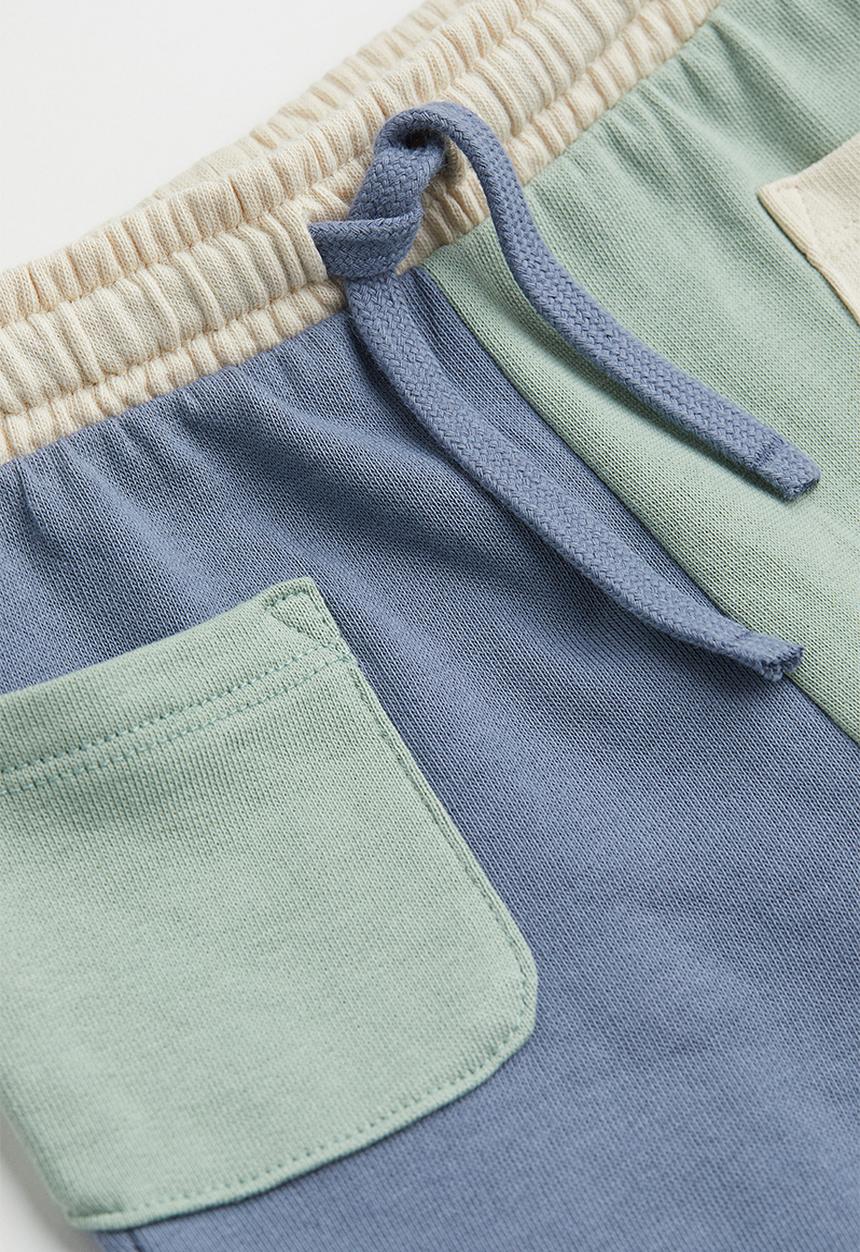 H&M - Cotton joggers - sage green/block-coloured