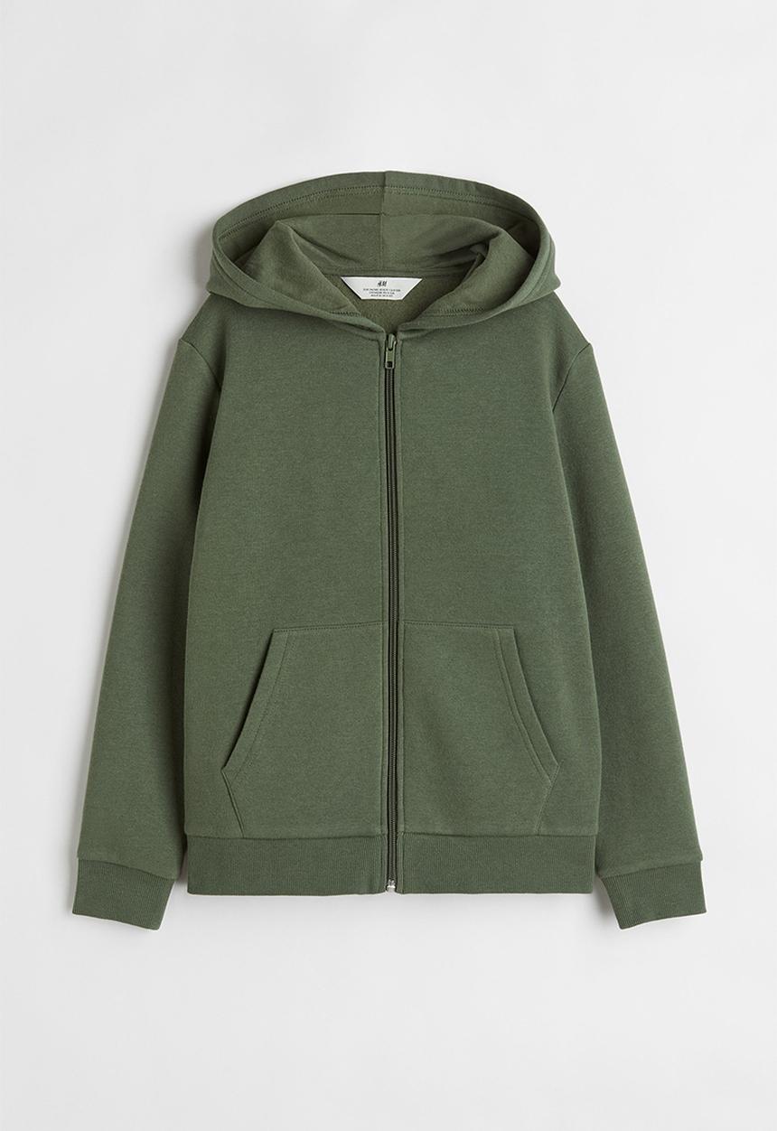 H&M - Zip-through hoodie - dark khaki green