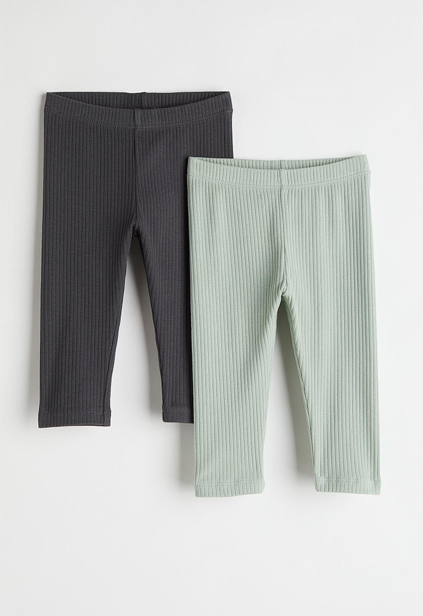 H&M - 2 Pack leggings - light green/dark grey