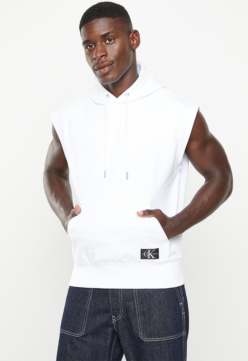 Calvin Klein - Monogram badge sleeveless hoodie - bright white