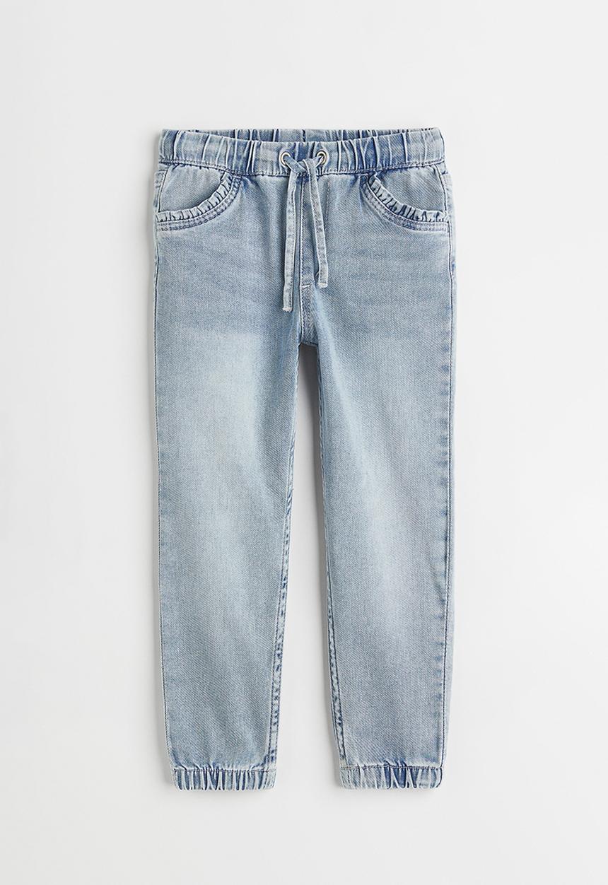 H&M - Frill-trimmed denim joggers - light denim blue
