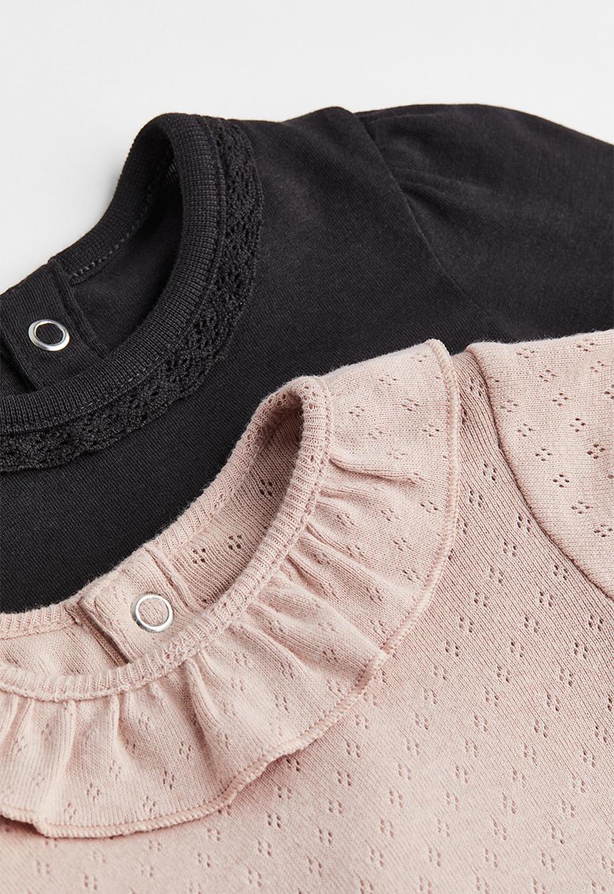 H&M - 2 Pack puff-sleeved bodysuits - black/pink