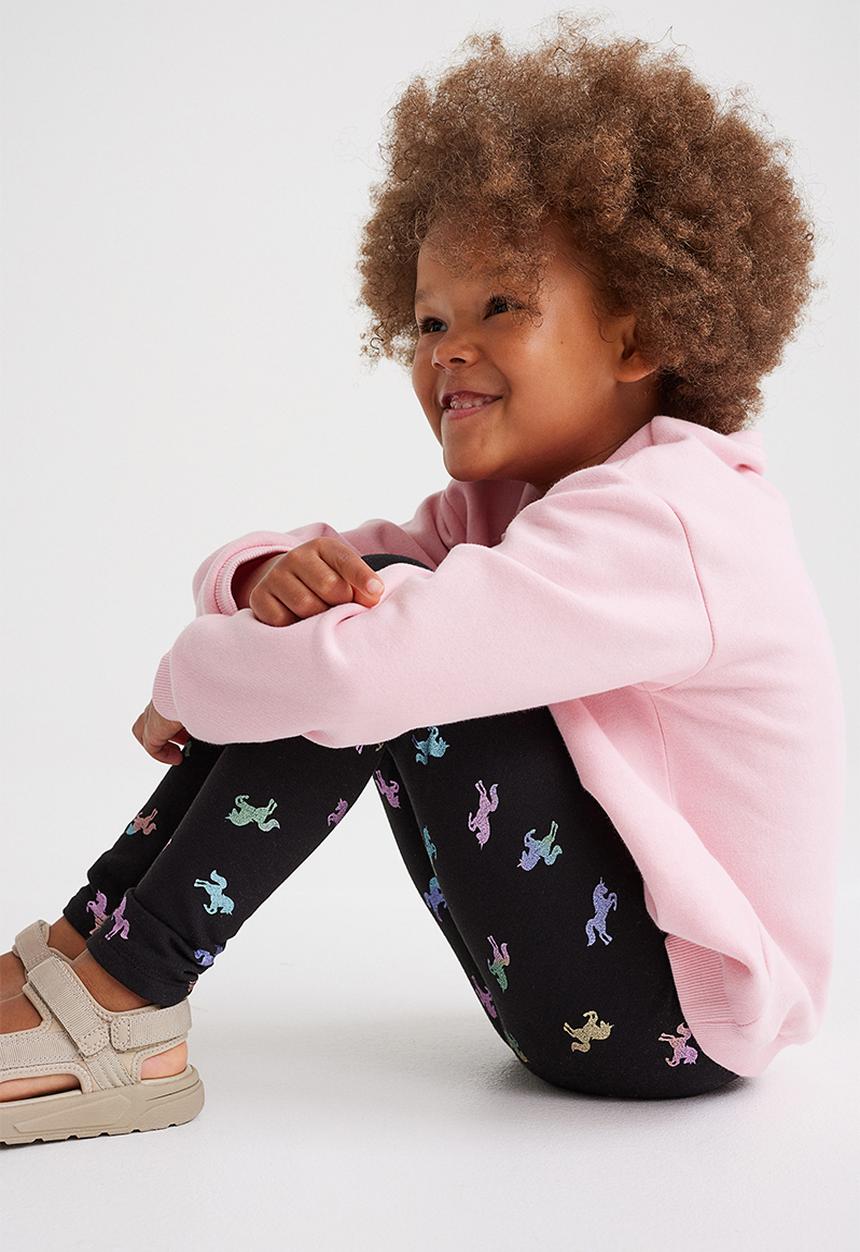 H&M - Brushed-inside leggings - black/unicorns